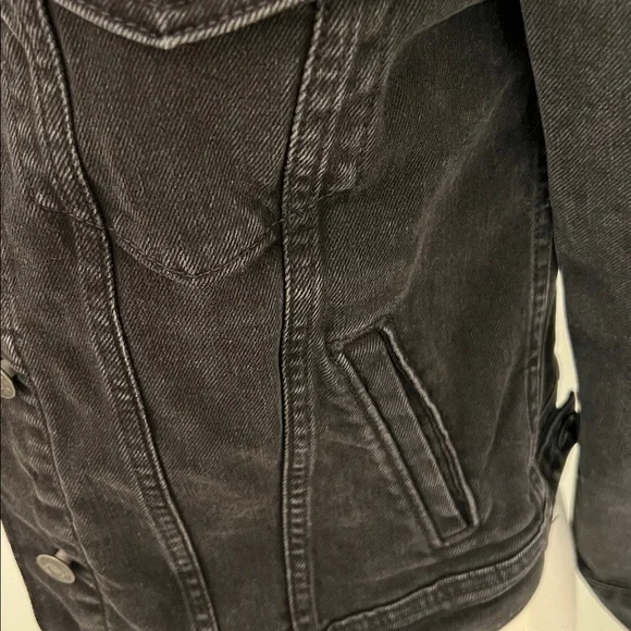 GAP Black Denim Puff Sleeve Jean Jacket - Picture 4 of 8
